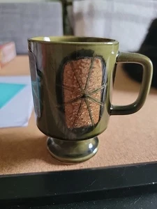 Taza MCM con patas de cerámica años 70 verde/naranja/bronceado gres - Imagen 1 de 5