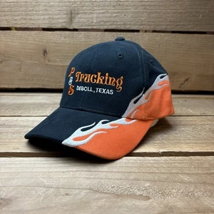 P&S Trucking Diboll Texas Orange Flame Strapback Trucker Hat Cap - Picture 1 of 8