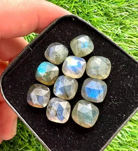 Natural Labradorite 8MM Cushion Cut 10Pcs Lot Loose Gemstone For Jewelry Making - Picture 1 of 8