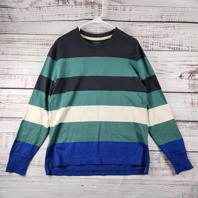 Camisa J.Crew Re-Imaginada Rayas Manga Larga Talla S Verde Azul Parches en el Codo Casua Foto 1 de 4