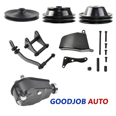 LWP Power Steering Pump + V-Belt 1/2 Groove Pulley Bracket Kit for SBC Chevy 350 - Imagem 1 de 4