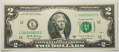 2017 A $2 GEM UNC note with very fancy serial# L06050600C - Image 1 of 2