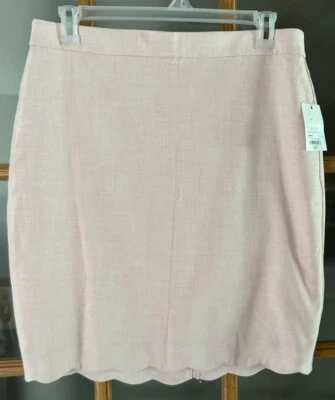 NWT Elle Women’s Sz 14 Pencil Skirt Knee Length Pink Heather Scalloped Hem - Image 1 of 4