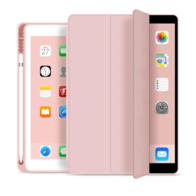 Funda abatible de goma suave de silicona con soporte para bolígrafo sensor de despertador ROSA para iPad Pro 12,9" Foto 1 de 4