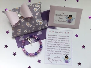 Personalised Tooth Fairy Letter, Bracelet, Gift Box, Tooth Fairy Gift, Purple - Picture 1 of 4