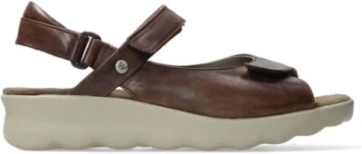 Sandalia WOLKY PICHU para mujer con correa de gancho y bucle, cuero coñac, talla EU 39 Foto 1 de 4