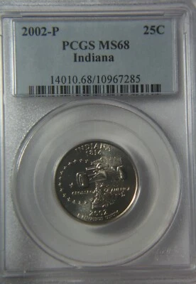 2002-P INDIANA State Statehood Quarter - PCGS MS68 - Image 1 of 2