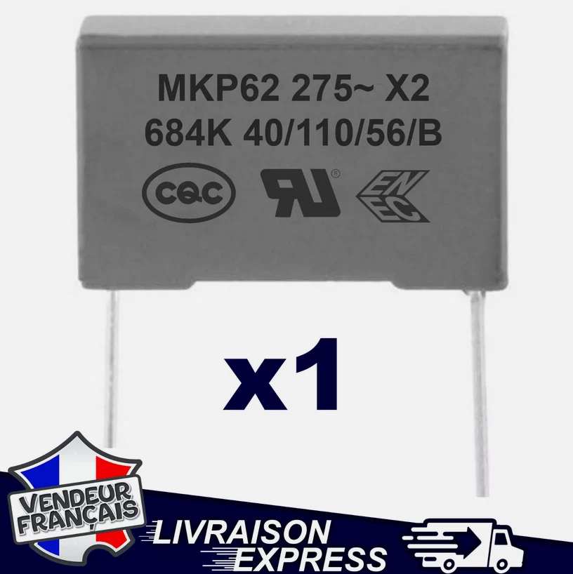 1 x CONDENSATEUR MKP62 X2 0.68µF 0.68uF 684K 684 K 275V 250V - Photo 1/1