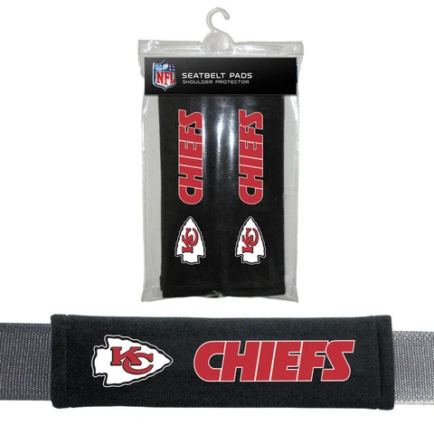 2PC NFL Kansas City Chiefs Car Truck Bag Seat Belt Pads / Shoulder Pads Covers Cover