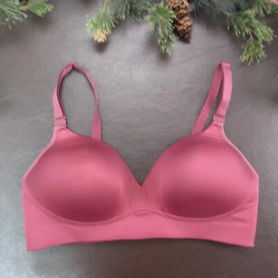 Sujetador Warners 36D Rojo Acolchado Inalámbrico Cierre Ajustable Trasero Foto 1 de 4