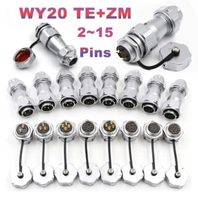 WY20 TE+ZM Aviation Plugs Nut Sockets IP67 Waterproof Cable Connector 2~15 Pins - Image 1 of 4