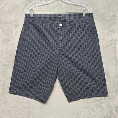 Pantalones Cortos Theory Para Hombre Talla 32 Azul A Cuadros Kirby Eldridge Frente Plano Informal Botón Mosca Foto 1 de 4