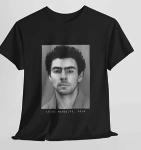 Luigi Mangione 2024 Mugshot Black Tee T-Shirt - Picture 1 of 8
