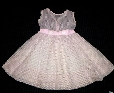 Vestido De Colección Años 50 Niñas Miss Calidad Todo Nylon Rosa Blanco Borde de Encaje Talla 6 Foto 1 de 4