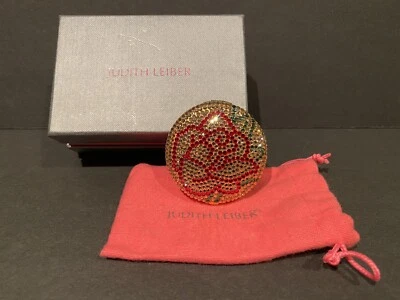 JUDITH LEIBER Swarovski Cristal Austriaco Polvo Espejo Estuche Compacto $400 ¡RARO! Foto 1 de 4