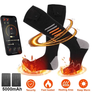 Electric Heated Socks Rechargeable 5000mAh Battery Men Women Winter Foot Warmer - Picture 1 of 16