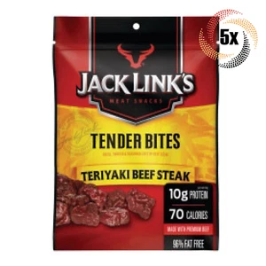 5x Bags Jack Link's Teriyaki Tender Bites Beef Steak | 1.25oz | 10G Protein - Picture 1 of 1