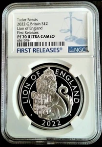 2022 UK £2 1 oz. Silver PROOF | Tudor Beasts | NGC PF70 UC F/R | LION OF ENGLAND - Picture 1 of 10