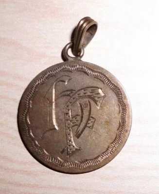 Anhänger für Kette - Silbermünze von 1876 - mit Gravur "HF" - Bild 1 von 2