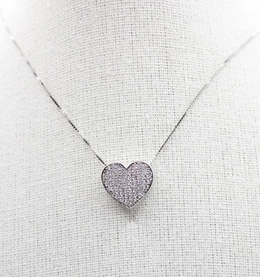 COLLANA CUORE PAVE' ZIRCONI BIANCHI CIONDOLO ARGENTO MM14x13 SWEET HEART EXPLOIT - Immagine 1 di 4