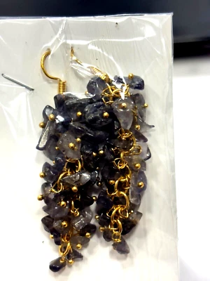 IOLITE НЕРАЗРЕЗАННЫЕ СКОЛЫ ГЛАДКИЙ 4-6 ММ 2,5» ДЮЙМА 1 ПАРА СЕРЬГИ - Изображение 1 из 4