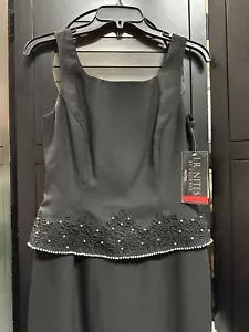 Vtg J R Nites Caliendo Petite Special Occasion Evening Gown Beaded Black Dress 4 - Picture 1 of 16