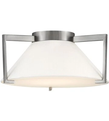 1 LUZ 16" MONTAJE EMPOTRADO EN NÍQUEL ANTIGUO CON UN TONO DE ALGODÓN BLANCO ROTO Foto 1 de 2