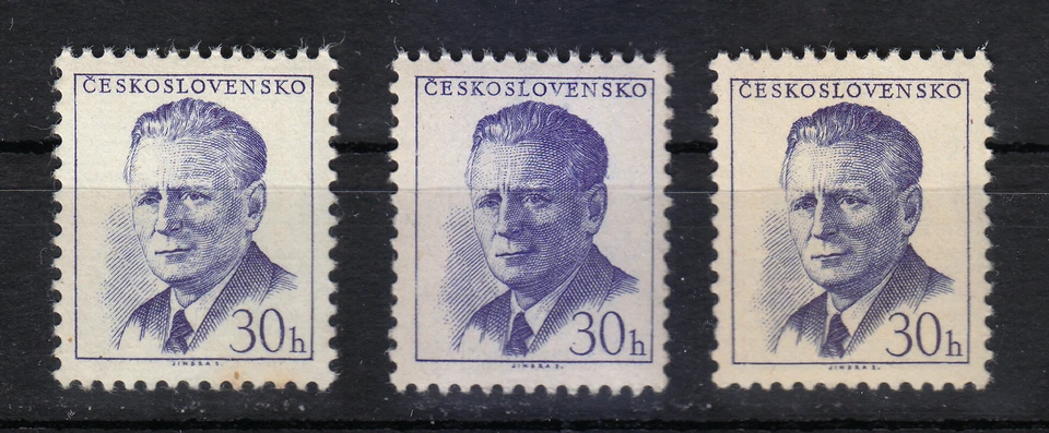 Checoslovaquia MNH 1958 Mi 1081Ca perf.11 3/4:11 1/4 tres sombras de Novotný ** Foto 1 de 2