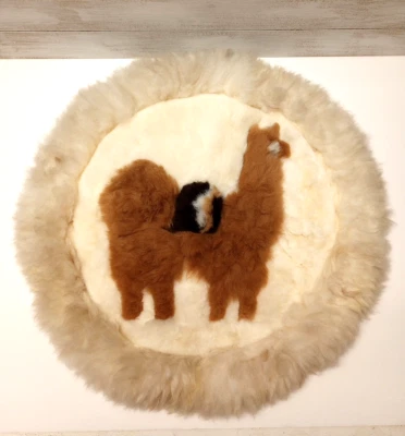 18" Super Soft Alpaca Llama Fur Wall Hang Pillow sham rug cover round - Image 1 of 4
