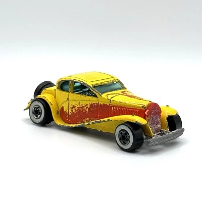 Bugatti 1980 '37 amarillo rojo Malasia diecast 1:64 vintage Mattel Hot Wheels Foto 1 de 4