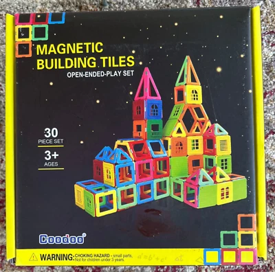 Coodoo Small Magnetic Tiles 30 Pcs Building Blocks Kids Toys Gifts  EUC - Image 1 of 4