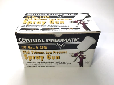 CENTRAL PNEUMATIC #47016 20oz 6CFM HVLP SPRAY GUN - NEW OPEN BOX - Image 1 of 4
