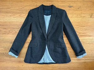 ZARA Basic Collection Womens sz XS Charcoal Gray 1 button Blazer - Picture 1 of 7