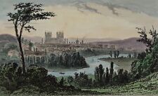 Exeter Devon Mounted Antique Print Mid 19th Century Hand-coloured engraving
