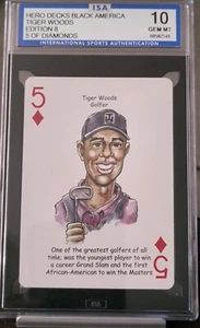 Hero Decks Black America Tiger Woods 5 Of Diamonds ISA GEM MT 10 Card 🐐 - Picture 1 of 2