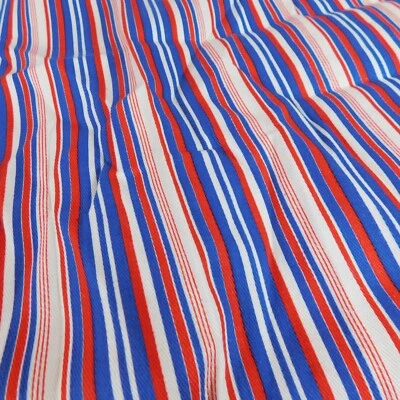 America USA Red White and Blue Striped Fabric Denim Feel Probably Polyester - Image 1 of 4