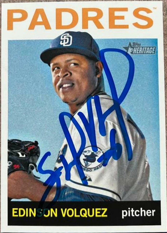 Topps Heritage #212 2013 autografiado por Edinson Volquez Foto 1 de 1