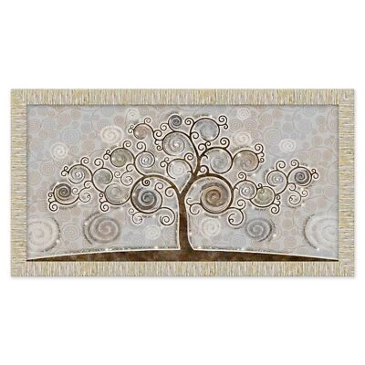 Quadro Moderno cornice Bianca Oro TREE 60x110 cm Glitter Albero della Vita - Immagine 1 di 4