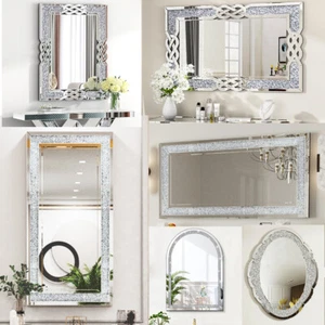 Gorgeous Crystal Crushed Diamond Mirror BathroomBedroom Dining Room Living Room - Picture 1 of 23