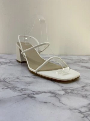 Sandalia sin cordones Marc Fisher para mujer blanca punta cuadrada tacón bloque talla 11 Foto 1 de 4