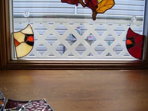 Stained Glass Male & Female Cardinals window sitters (Real Glass) - Picture 1 of 7