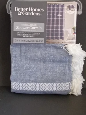 Better Homes & Gardens CORTINA DE DUCHA CHAMBRAY Boho Chic 72" x 72" con borla Foto 1 de 4