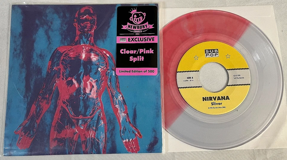 Nirvana – Sliver b/w Dive 7" Sub Pop Clear/Pink Split Color Vinyl SP-73 Rare - Image 1 of 4
