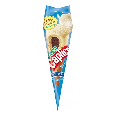 Cono de oblea lleno de chocolate Japón Glico Caplico gigante leche 1 pieza × 10 paquetes Foto 1 de 4