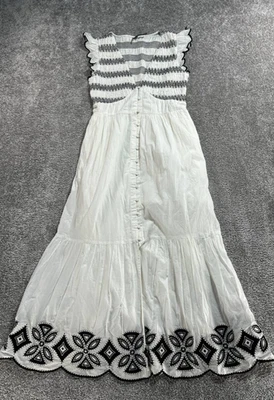 Платье-блузон женское маленькое белое черное хлопковое Anthropologie - Изображение 1 из 4