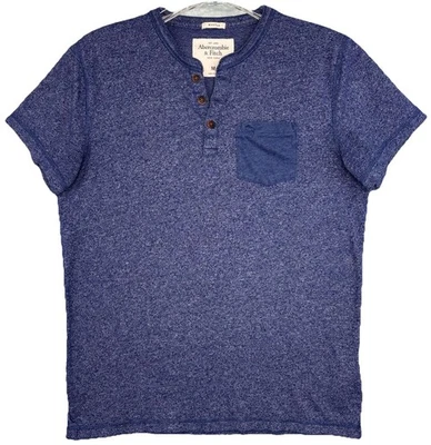 Abercrombie & Fitch Shirt Mens M Blue Henley Muscle Fit Short Sleeve Athletic - Image 1 of 4