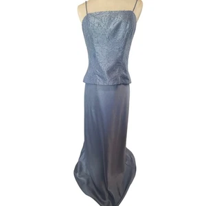 Vestido Formal CACHET Talla 6 Azul Claro Tirantes Espegueti Cuentas en la Parte Superior Forrado - Imagen 1 de 14