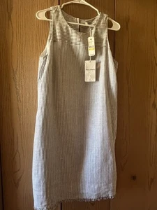 Tommy Bahama Shift Medium, Black/White Stripe, Sleeveless, Lined, Fringe Hem - Picture 1 of 3