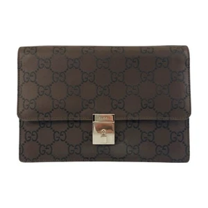 GUCCI GG pattern brown silver hardware nylon 018 1600 clutch bag second men's - Picture 1 of 9