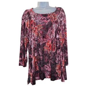 Top Chicos Mujer Talla 3 XL/16 Rojo Rosa Paisley Terciopelo Manga 3/4 Boho Bruja Usado en Excelente Condición - Imagen 1 de 13